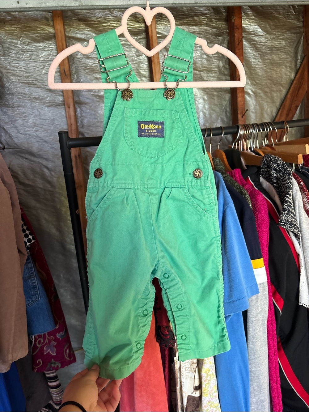 Vintage OshKosh B'gosh Bright Green Baby Overalls